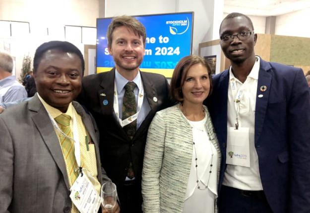 Dr. Daniel A Ofori (AFF), Dr. Fredrik Ingemarson (chef för sekretariatet 2024), Sveriges ambassadör Johanna Brismar Skoog samt IFSA:s president Amos.