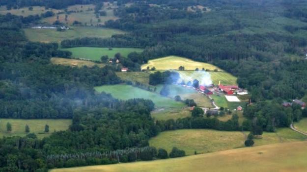 Bild från en brand i nordöstra Skåne 2019 som övervakades av Frivilliga flygkåren.