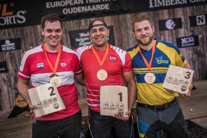Prispallen under European Trophy. Från vänster: Armin Kugler, &Ouml;sterrike, Michal Dubicki, Polen, och Calle Svadling, Sverige.