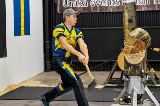 Ferry Svan som representerade Sverige i STIHL TIMBERSPORTS® Virtual European Championship 2020 knep fjärde plats.