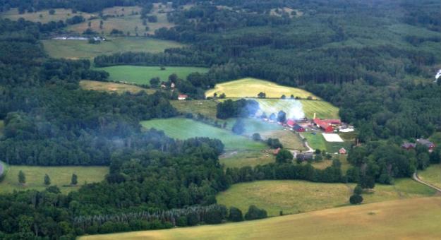 Bild från en brand i nordöstra Skåne 2019 som övervakades av Frivilliga flygkåren.